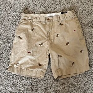 Polo Ralph Lauren Shorts Mens 36 Khaki Bulldog Embroidered Stretch Classic Chino